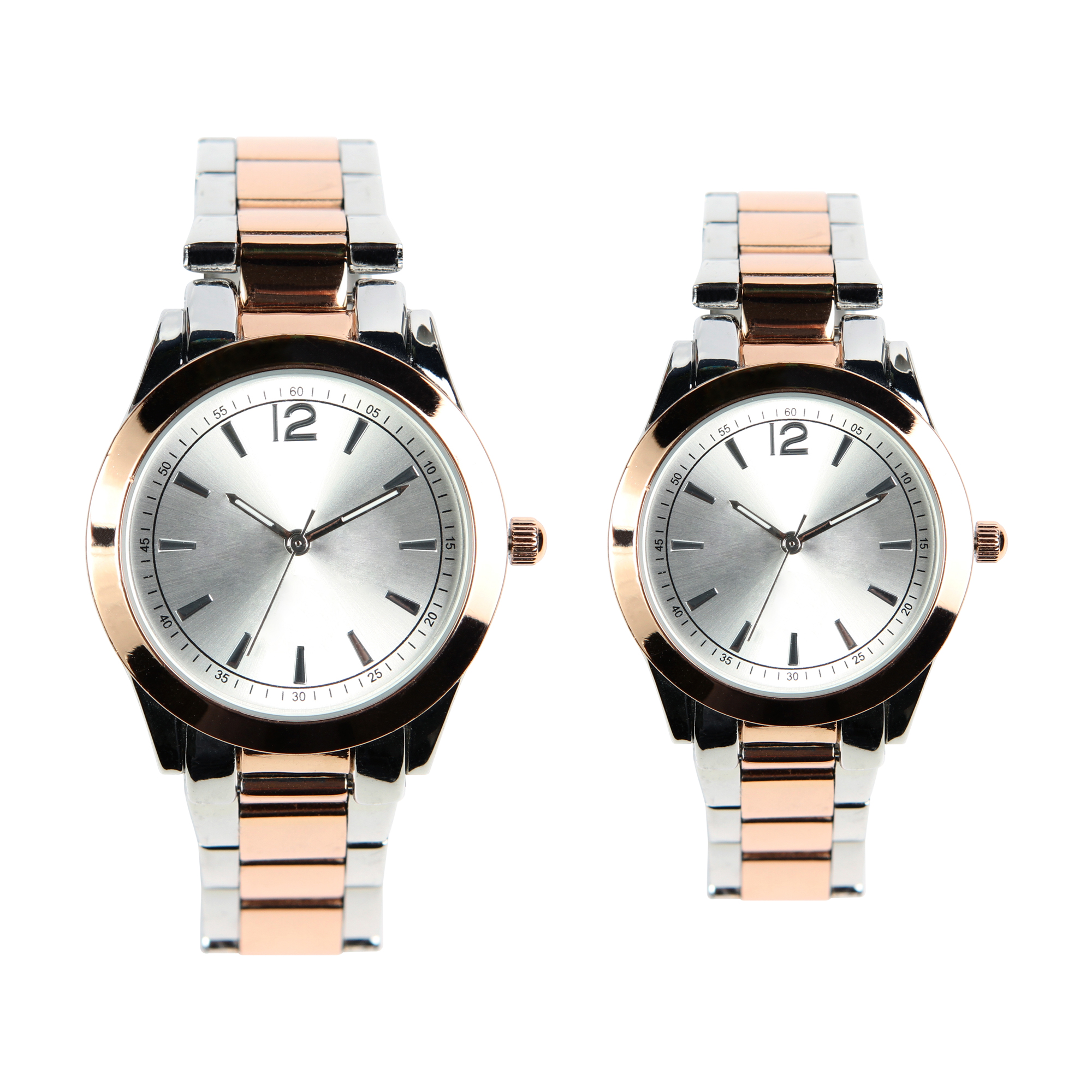 RELOJ METALICO BI-TONO DE ACERO Y MAQUINARIA JAPONESA E508